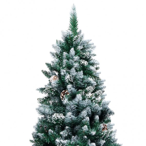 Árvore de Natal artificial com pinhas e neve branca 210 cm M 2