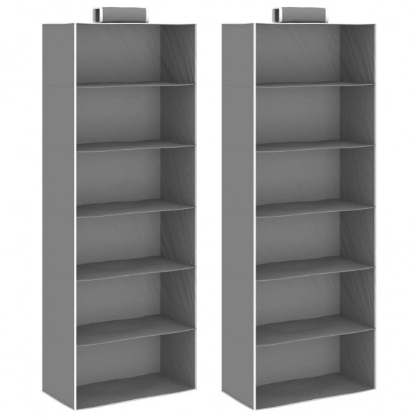 Organizadores de armario colgantes 2 uds con 6 estantes tela D