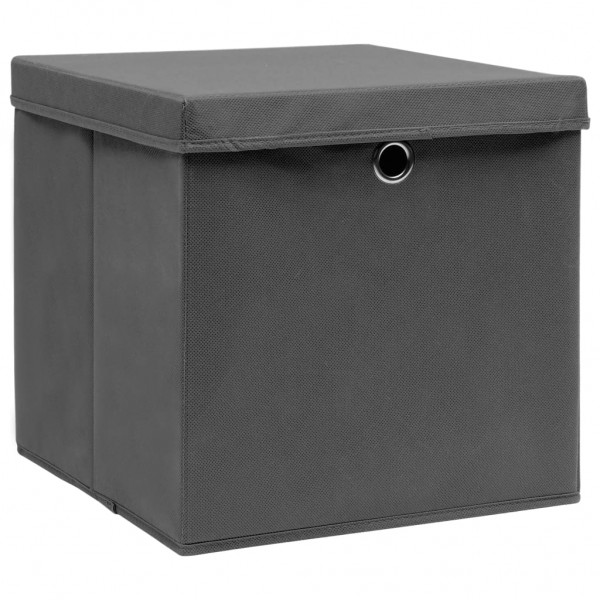 Cajas de almacenaje con tapas 10 uds tela gris 32x32x32 cm M 3
