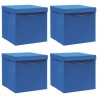 Caixas de arrumação com tampas 4 pcs 32x32x32 cm tecido azul 1
