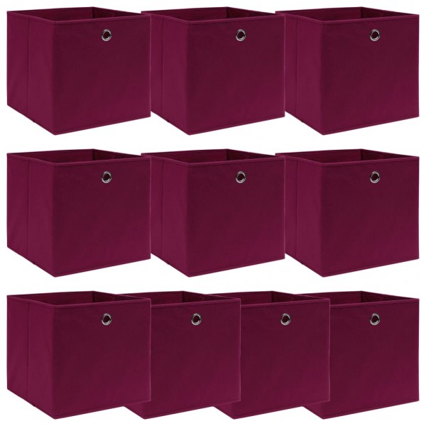 Cajas de almacenaje 10 uds tela rojo oscuro 32x32x32 cm D
