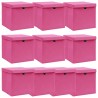 Caixas de arrumação com tampas 4 pcs 32x32x32 cm tecido rosa 1