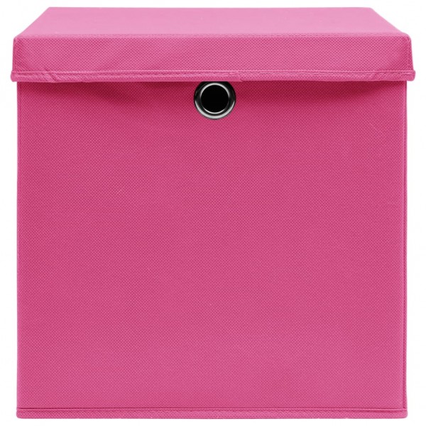 Cajas de almacenaje con tapas 4 uds tela rosa 32x32x32 cm M 5
