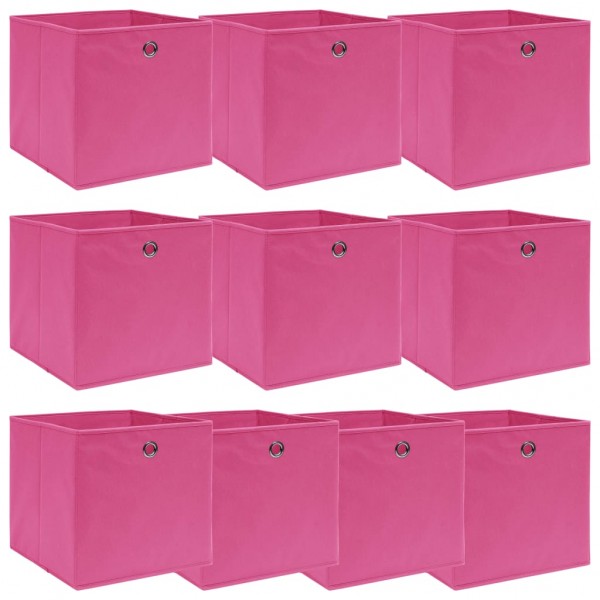 Cajas de almacenaje 10 uds tela rosa 32x32x32 cm D