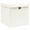 Cajas de almacenaje con tapas 4 uds tela blanco 32x32x32 cm 3