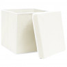 Caixas de arrumação com tampas 4 pcs 32x32x32 cm tecido branco 4