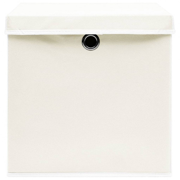 Cajas de almacenaje con tapas 4 uds tela blanco 32x32x32 cm M 5