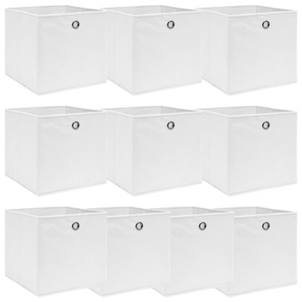Cajas de almacenaje 10 uds tela blanco 32x32x32 cm D