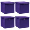 Caixas de arrumação com tampas 4 pcs 32x32x32 cm tecido roxo 1