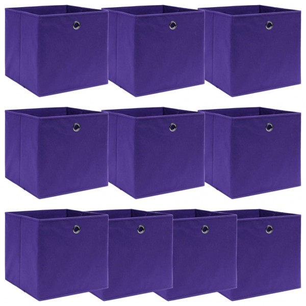 Cajas de almacenaje 10 uds tela morado 32x32x32 cm D