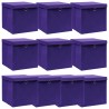 Caixas de arrumação com tampas 10 pcs 32x32x32 cm tecido roxo 1