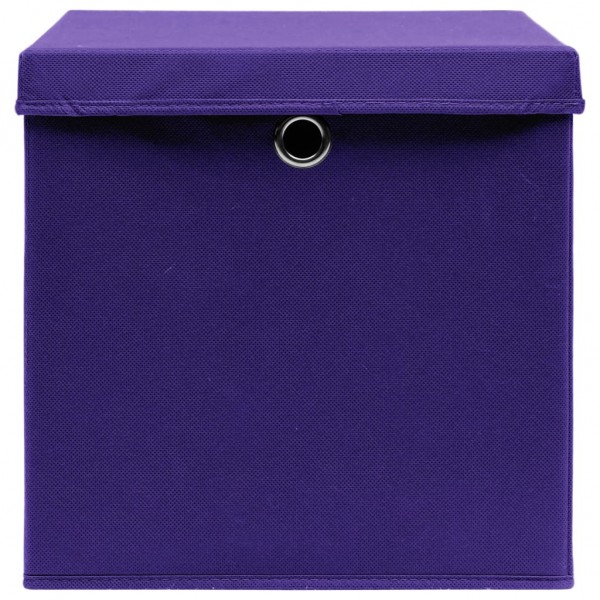 Cajas de almacenaje con tapas 10 uds tela morado 32x32x32 cm M 5