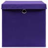 Cajas de almacenaje con tapas 10 uds tela morado 32x32x32 cm 5
