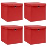 Caixas de arrumação com tampas 4pcs 32x32x32 cm tecido vermelho 1