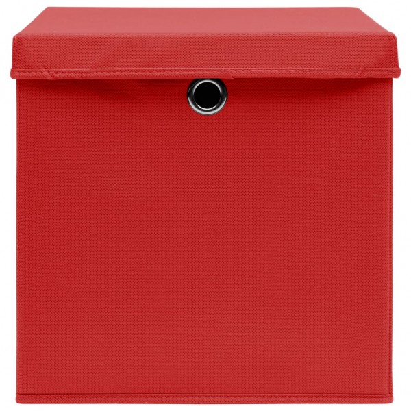 Cajas de almacenaje con tapas 4 uds tela rojo 32x32x32 cm M 5