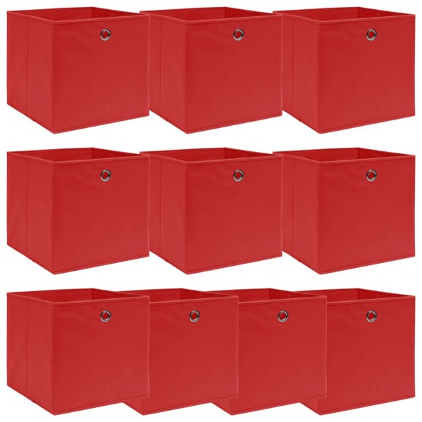 Cajas de almacenaje 10 uds tela rojo 32x32x32 cm D