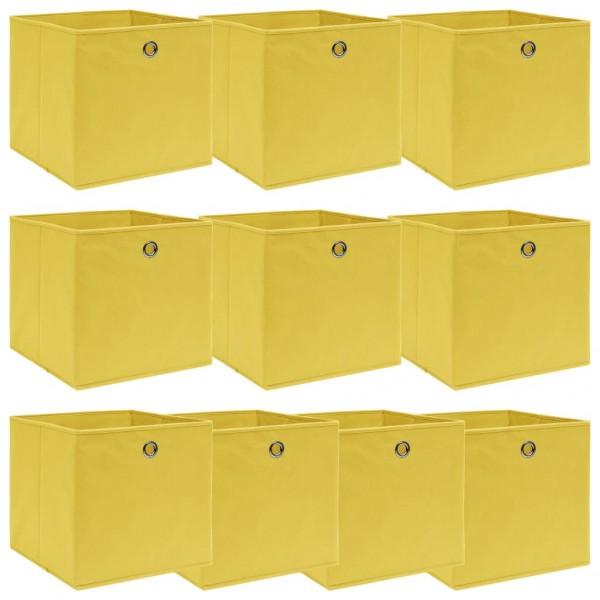 Cajas de almacenaje 10 uds tela amarillo 32x32x32 cm D