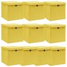 Caixas de arrumação com tampas 10pcs 32x32x32 cm tecido amarelo 1