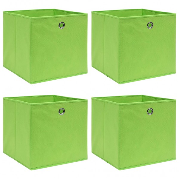 Cajas de almacenaje 4 uds tela verde 32x32x32 cm D