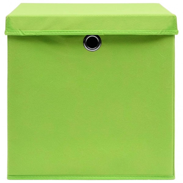 Cajas de almacenaje con tapas 4 uds tela verde 32x32x32 cm M 5