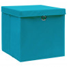 Caja de almacenaje con tapa 4 uds tela azul celeste 32x32x32 cm 2