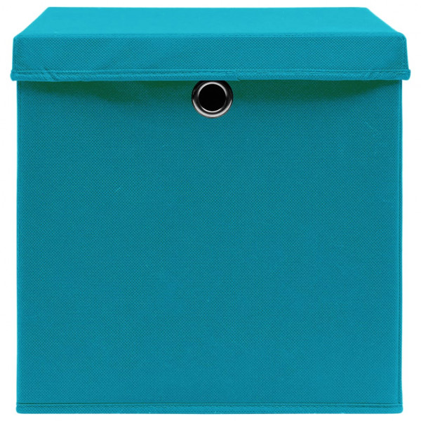 Caixas de arrumação com tampas 4pcs 32x32x32cm tecido azul-bebé M 4