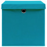 Caja de almacenaje con tapa 4 uds tela azul celeste 32x32x32 cm 4