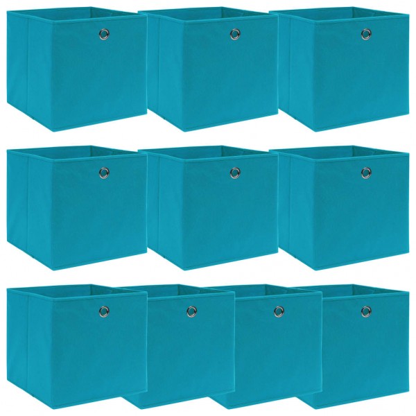 Cajas de almacenaje 10 uds tela azul celeste 32x32x32 cm D