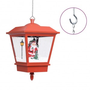 Candeeiro de teto c/ luzes LED e Pai Natal 27x27x45 cm vermelho H