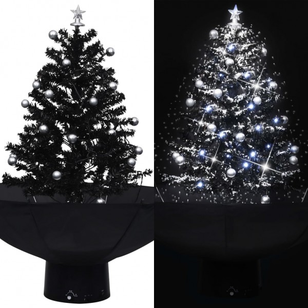 Árbol de Navidad con nieve con base de paraguas PVC negro 75 cm D
