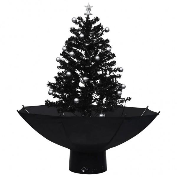Árvore Natal c/ neve base formato guarda-chuva 75 cm PVC preto M 2