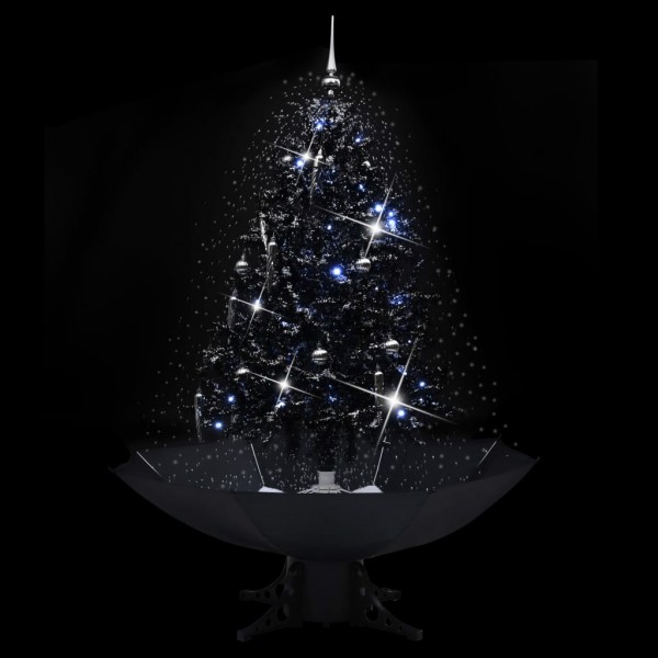 Árbol de Navidad con nieve y base de paraguas PVC negro 140cm M 3