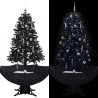 Árbol de Navidad con nieve y base de paraguas PVC negro 170 cm 1