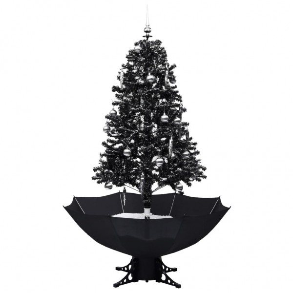 Árbol de Navidad con nieve y base de paraguas PVC negro 170 cm M 2