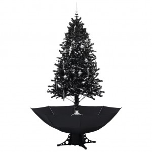 Árvore Natal c/ neve base formato guarda-chuva 190 cm PVC preto H