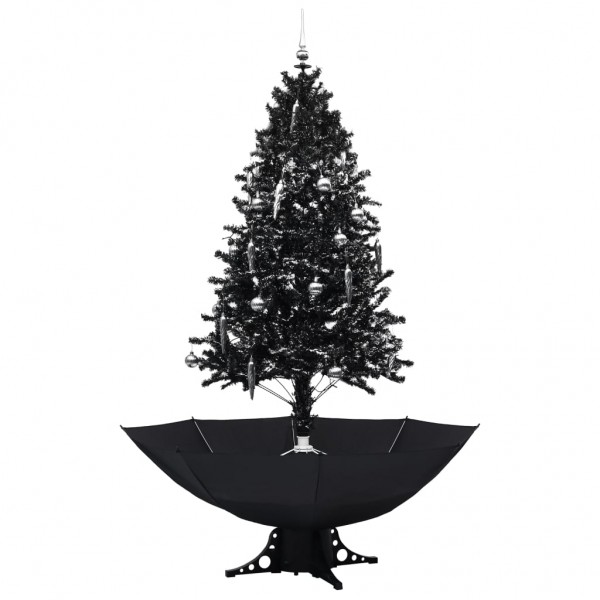 Árbol de Navidad con nieve y base de paraguas PVC negro 190 cm M 2