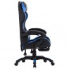 Silla gaming con reposapiés cuero sintético azul y negro 3