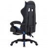 Silla gaming con reposapiés cuero sintético azul y negro 5