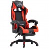 Silla gaming con reposapiés cuero sintético rojo y negro 1
