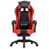 Silla gaming con reposapiés cuero sintético rojo y negro 2