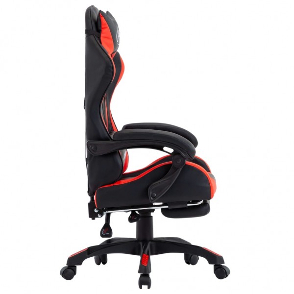 Silla gaming con reposapiés cuero sintético rojo y negro M 3