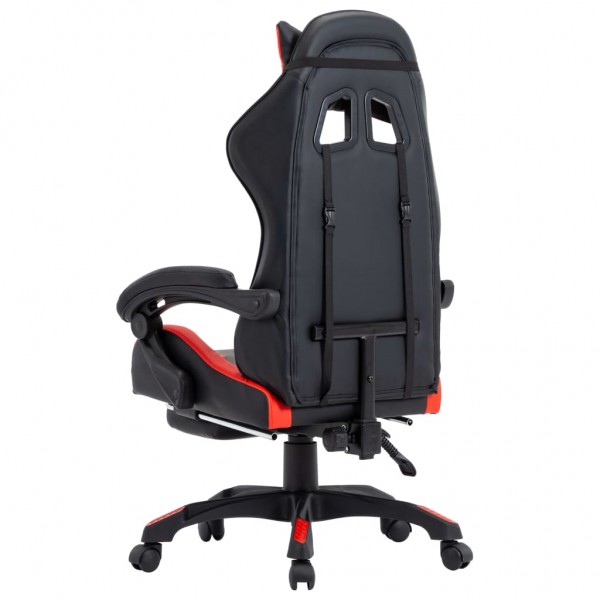 Silla gaming con reposapiés cuero sintético rojo y negro M 5