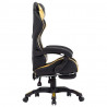 Silla gaming con reposapiés cuero sintético negro y dorado 3