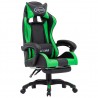 Silla gaming con reposapiés cuero sintético verde y negro 1
