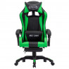 Silla gaming con reposapiés cuero sintético verde y negro 2