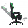 Silla gaming con reposapiés cuero sintético verde y negro 4