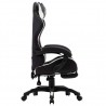 Silla gaming con reposapiés cuero sintético blanco y negro 3