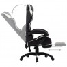 Silla gaming con reposapiés cuero sintético blanco y negro 4