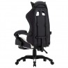 Silla gaming con reposapiés cuero sintético blanco y negro 5