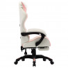 Silla gaming con reposapiés cuero sintético rosa y blanco 3
